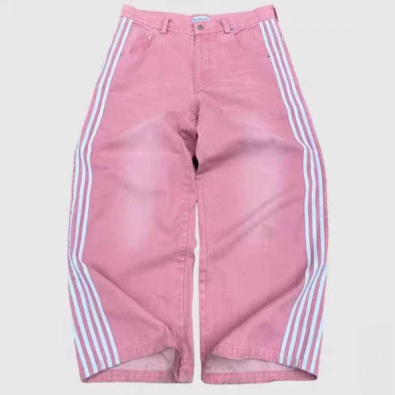 SAIVE Triple Stripe Wide-Leg Jeans